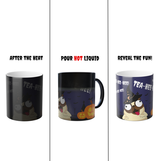 Funny Dog Magic Mug 🎃 | "Tea Hee Hee" Heat Reveal Coffee Cup