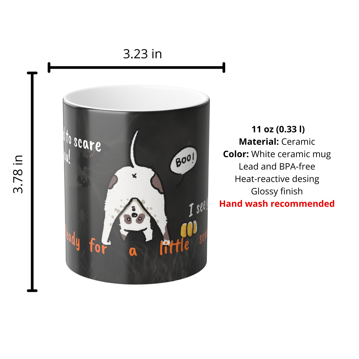 Halloween Magic Cat Mug 🎃 | I See You Boo! Heat Reveal Coffee Cup, 11oz