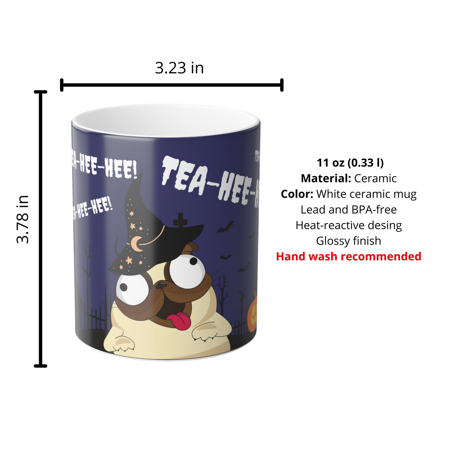 Funny Dog Magic Mug 🎃 | "Tea Hee Hee" Heat Reveal Coffee Cup