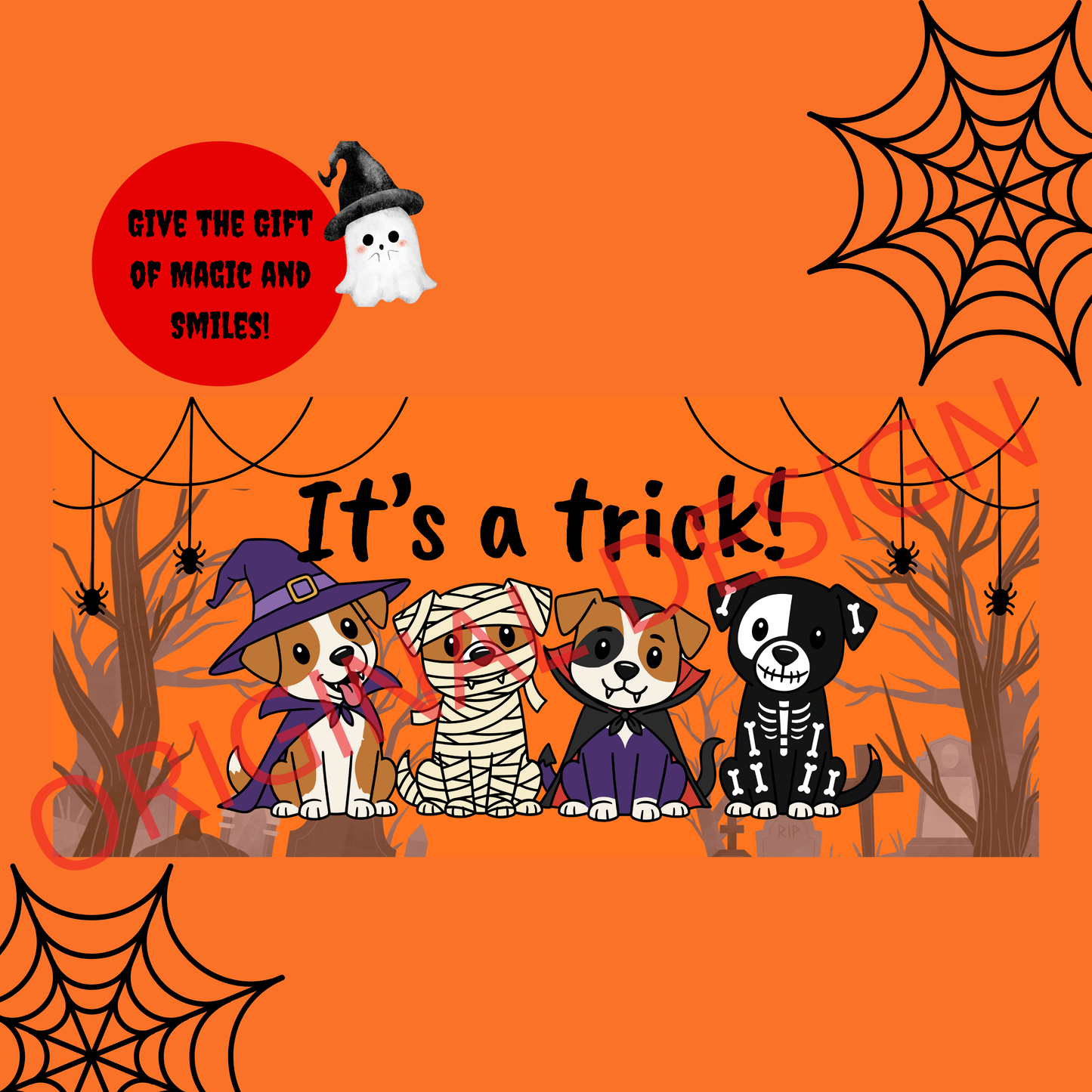Dog Mom Halloween Magic Mug 🎃 | Orange Heat Reveal Cup with Costumed Dogs - "It's a Trick!"