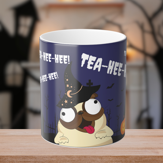Funny Dog Magic Mug 🎃 | "Tea Hee Hee" Heat Reveal Coffee Cup